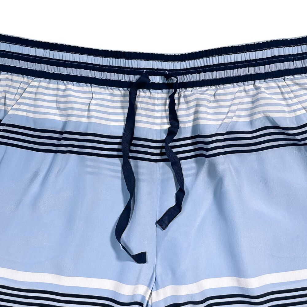 Brooks Brothers Women’s Blue Silk Wide Leg Pants High Waist Drawstring Pockets 8 - Picture 4 of 10